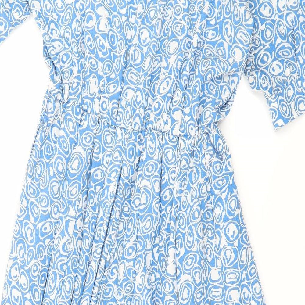 Mexican Gold Womens Blue Geometric  Shirt Dress  Size 16