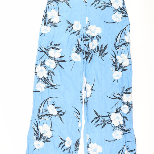Miss Selfridge Womens Blue Floral  Trousers  Size 10 L30 in