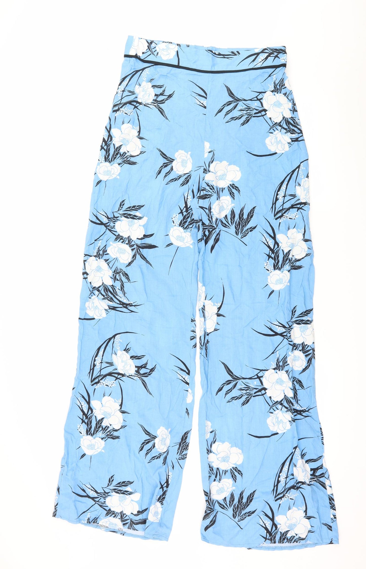 Miss Selfridge Womens Blue Floral  Trousers  Size 10 L30 in