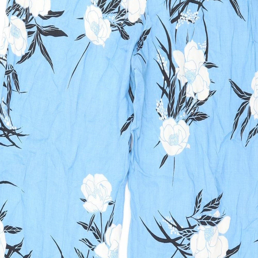 Miss Selfridge Womens Blue Floral  Trousers  Size 10 L30 in