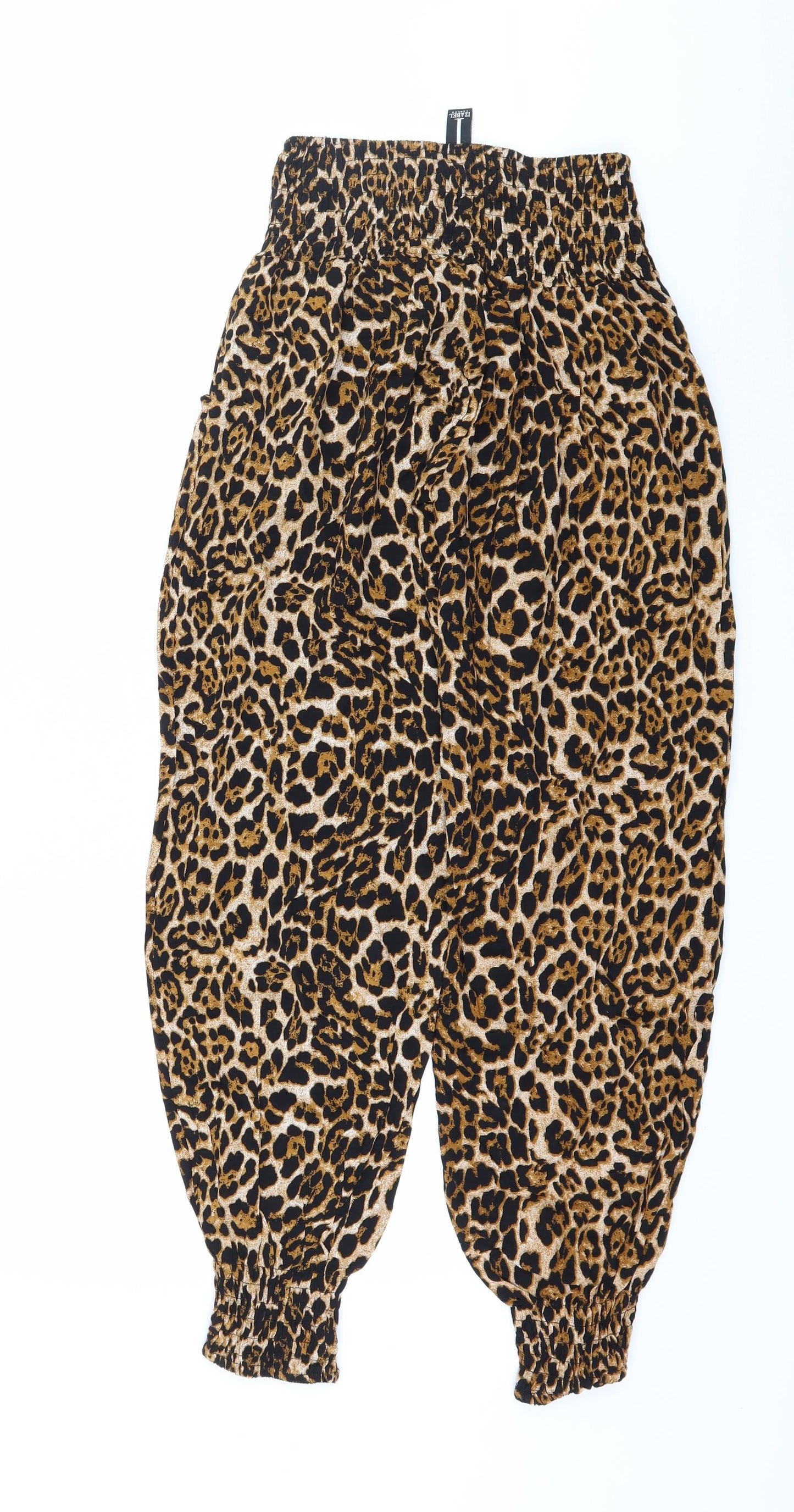 Izabel London Womens Brown Animal Print  Harem Trousers Size 10 L29 in