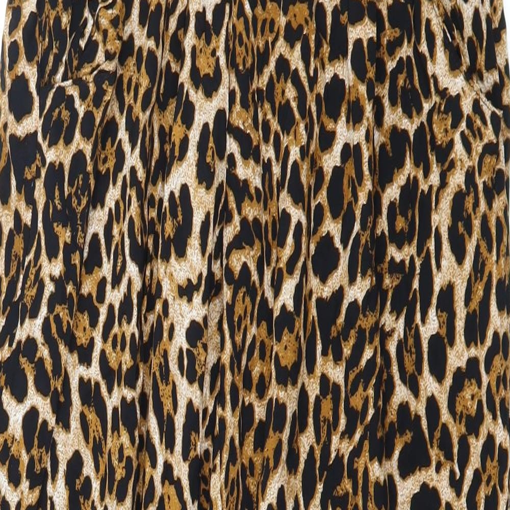 Izabel London Womens Brown Animal Print  Harem Trousers Size 10 L29 in