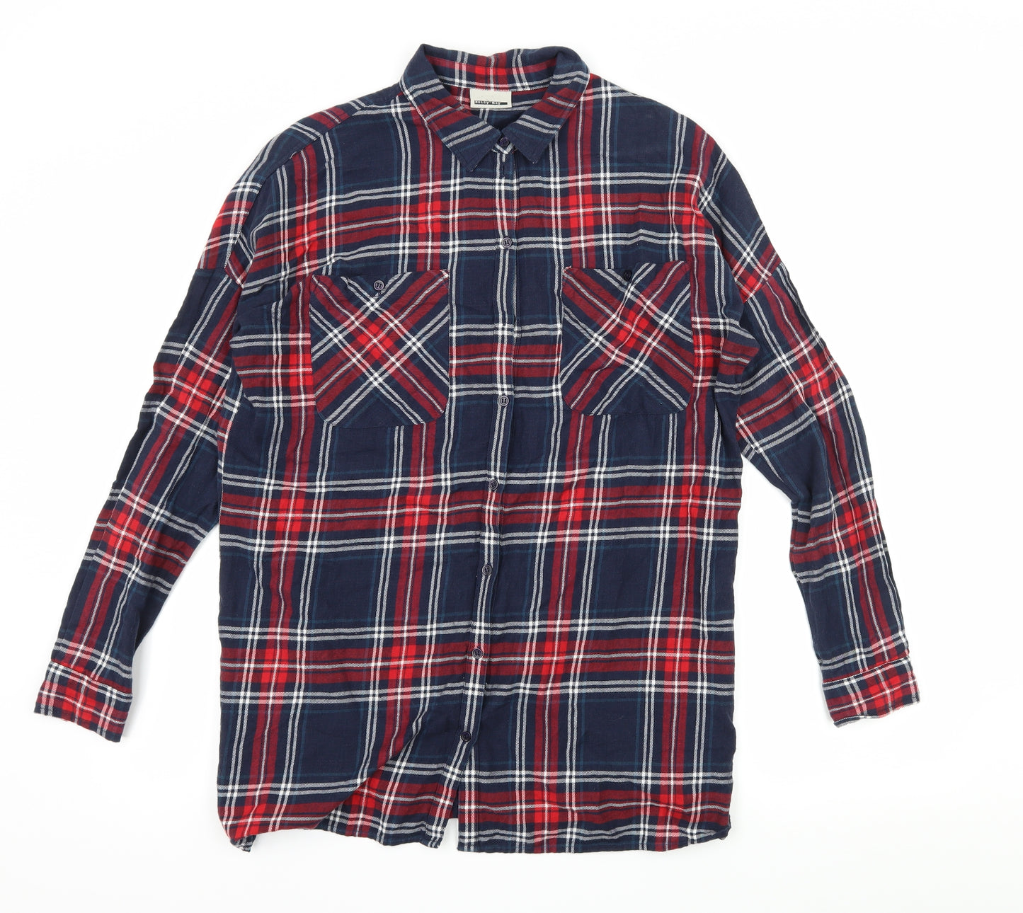 Noisy may Womens Blue Plaid  Basic Button-Up Size S