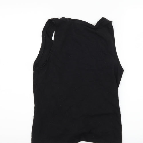 Peacocks Womens Black Solid Jersey Top Pyjama Top Size 10  - Talk To The Palm Slogan