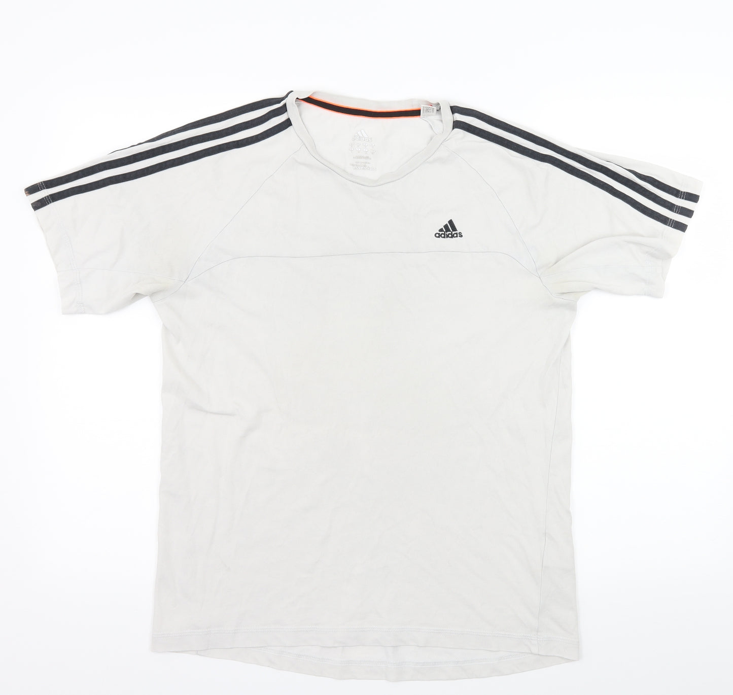 adidas Mens Grey Striped Jersey  T-Shirt Size S