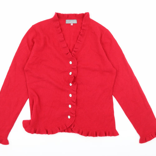 John Lewis Womens Red  Knit Cardigan Jumper Size 14