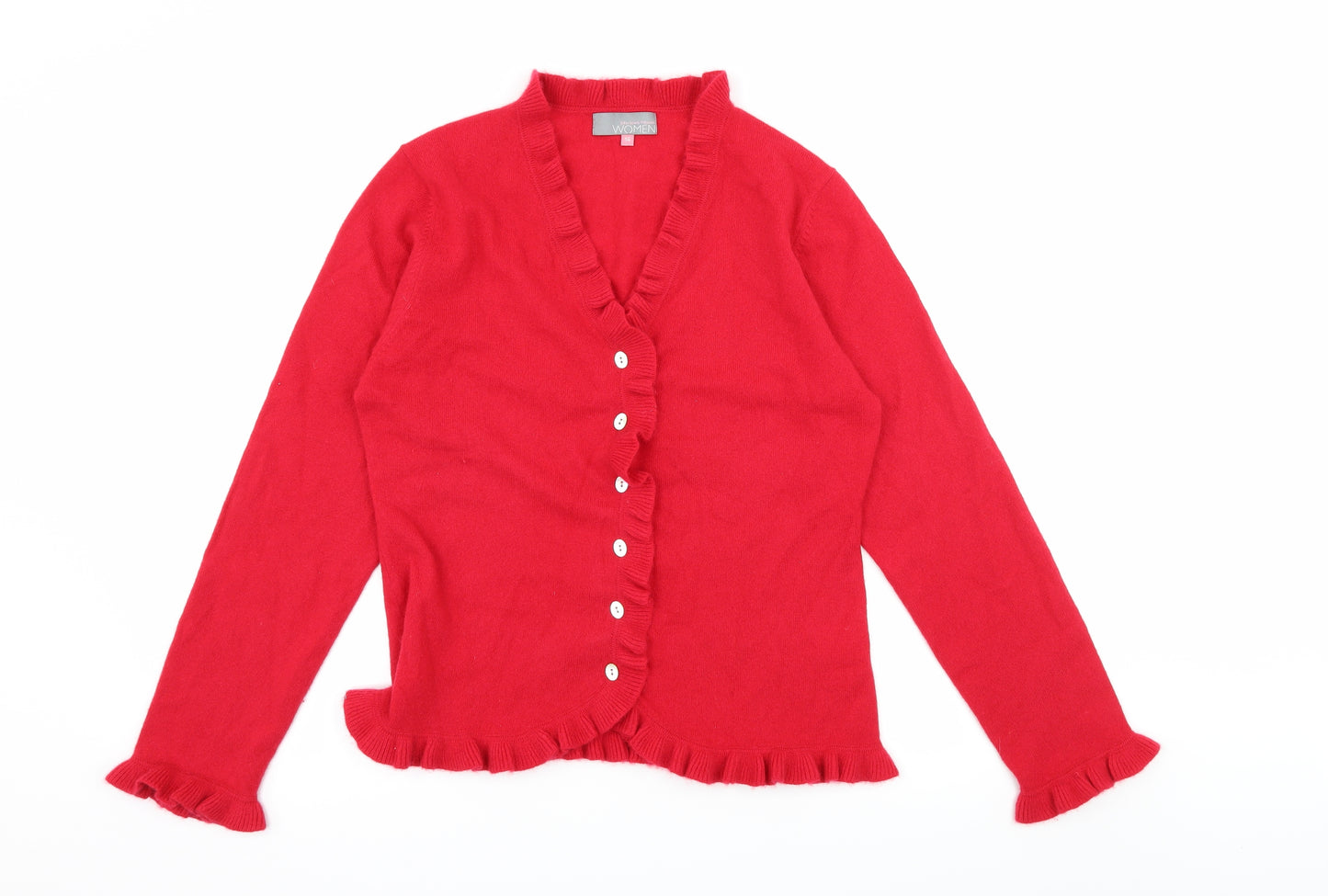 John Lewis Womens Red  Knit Cardigan Jumper Size 14