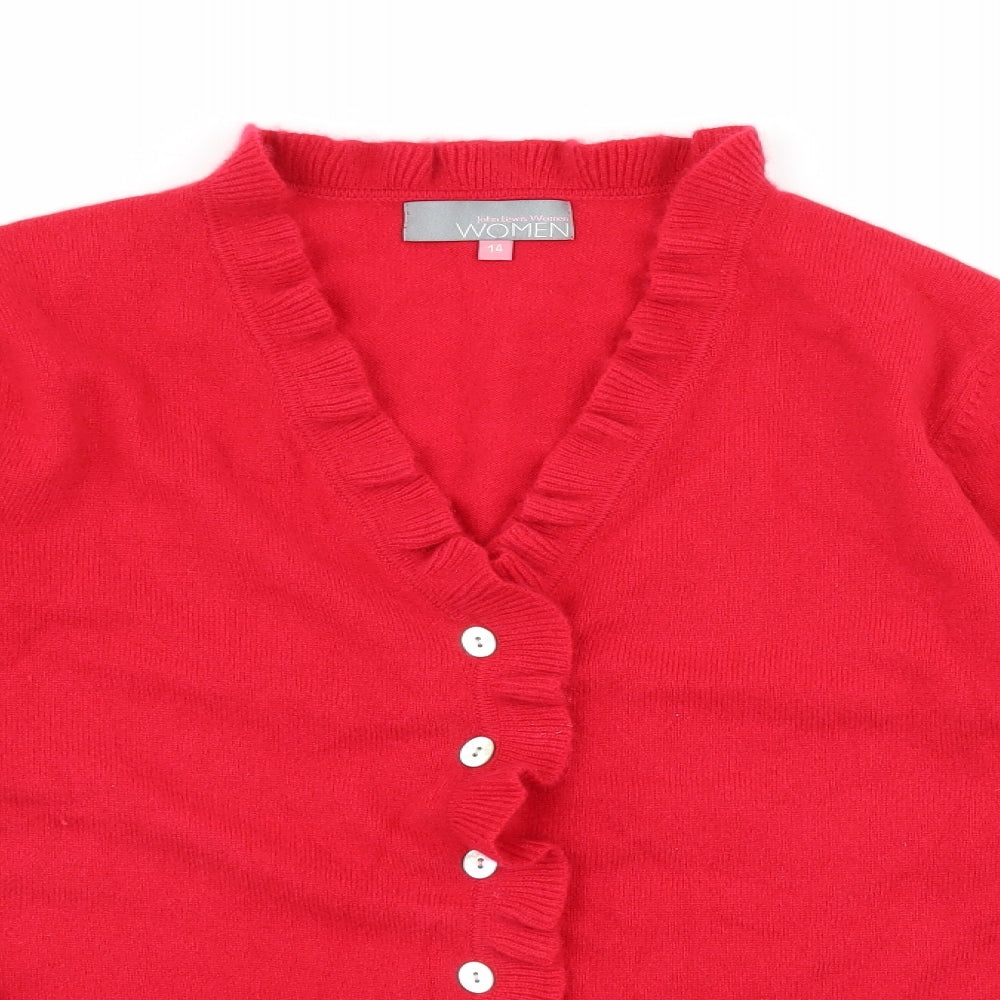 John Lewis Womens Red  Knit Cardigan Jumper Size 14