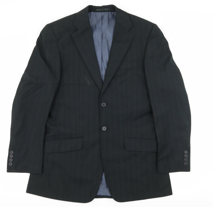 George Mens Blue Striped Jacket Suit Jacket Size S
