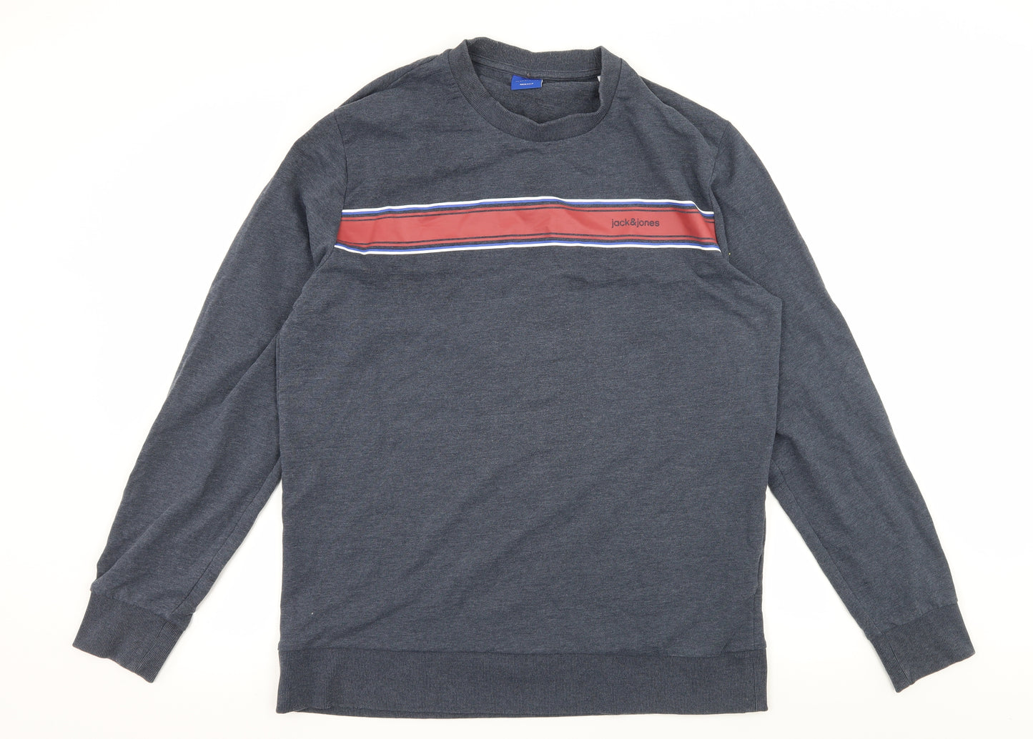 JACK & JONES Mens Beige Striped Jersey Pullover Sweatshirt Size XL