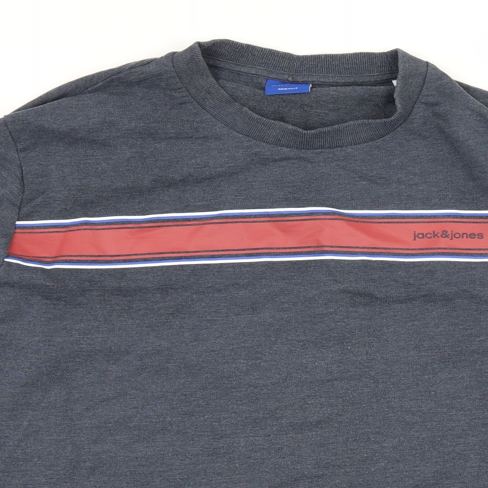 JACK & JONES Mens Beige Striped Jersey Pullover Sweatshirt Size XL