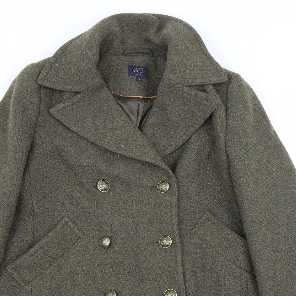 Marks and Spencer Womens Green   Overcoat Coat Size 12