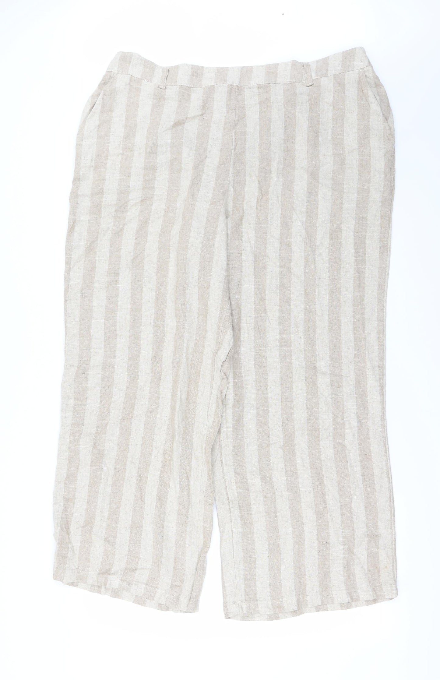 Nutmeg  Womens Beige Striped  Trousers  Size 20 L28 in