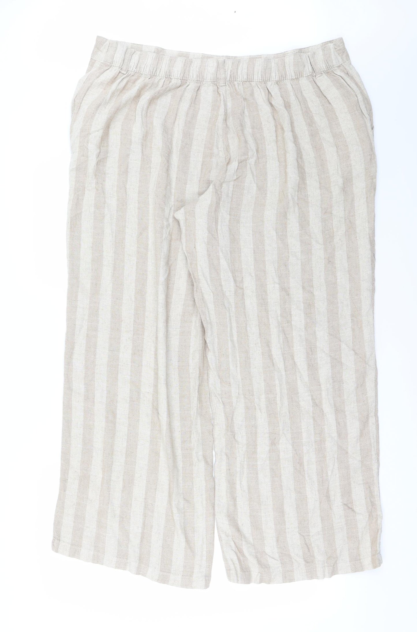 Nutmeg  Womens Beige Striped  Trousers  Size 20 L28 in