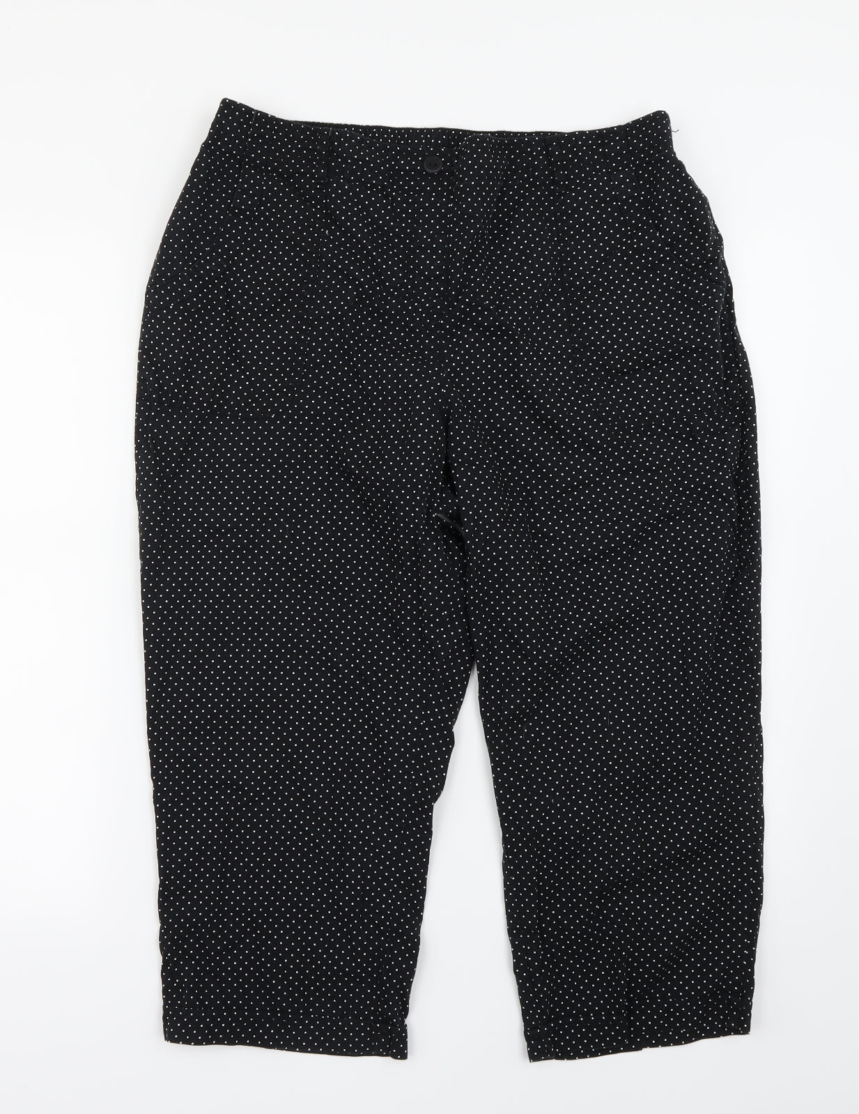 Bonmarché Womens Black Polka Dot  Cropped Trousers Size 16 L21 in