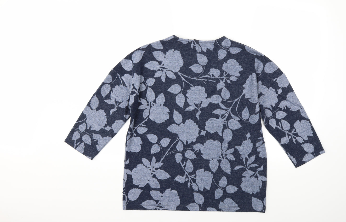 TU Womens Blue Floral  Pullover Sweatshirt Size 12