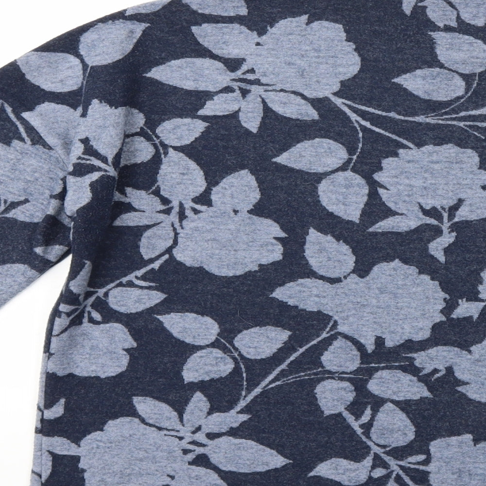 TU Womens Blue Floral  Pullover Sweatshirt Size 12
