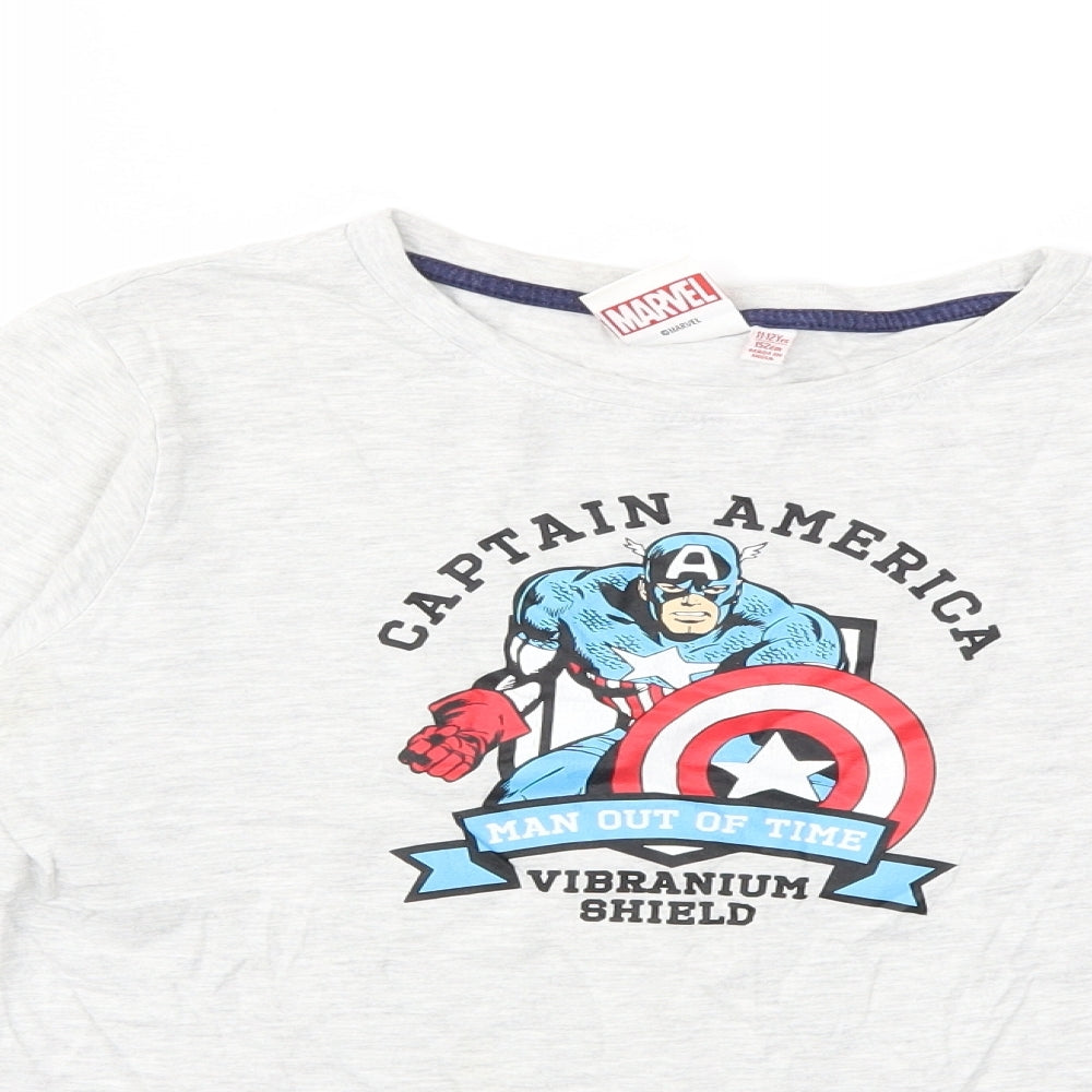 Marvel Boys Grey   Basic T-Shirt Size 11 Years  - Captain America