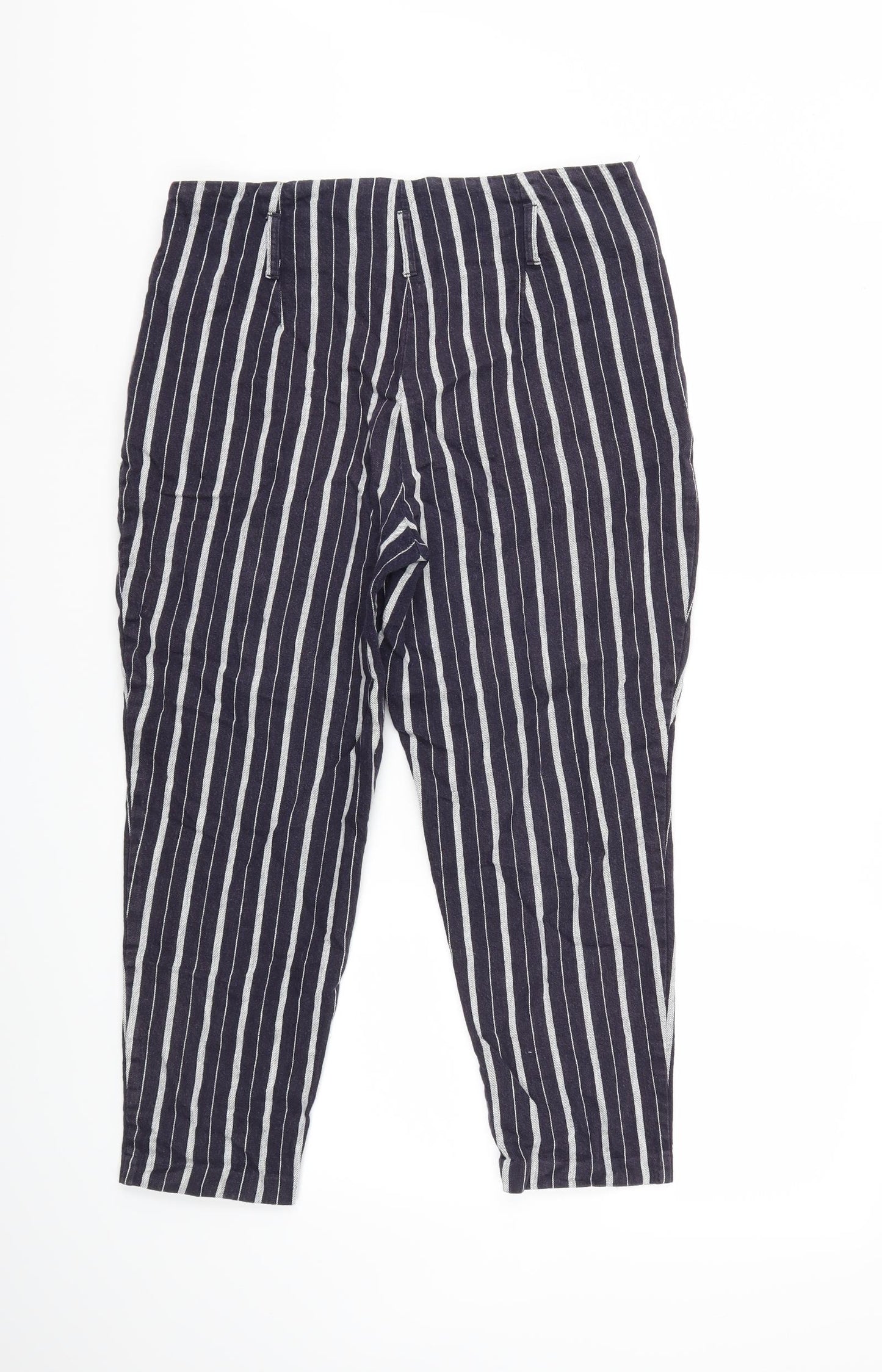 Marks and Spencer Womens Blue Striped  Trousers  Size 12 L23 in