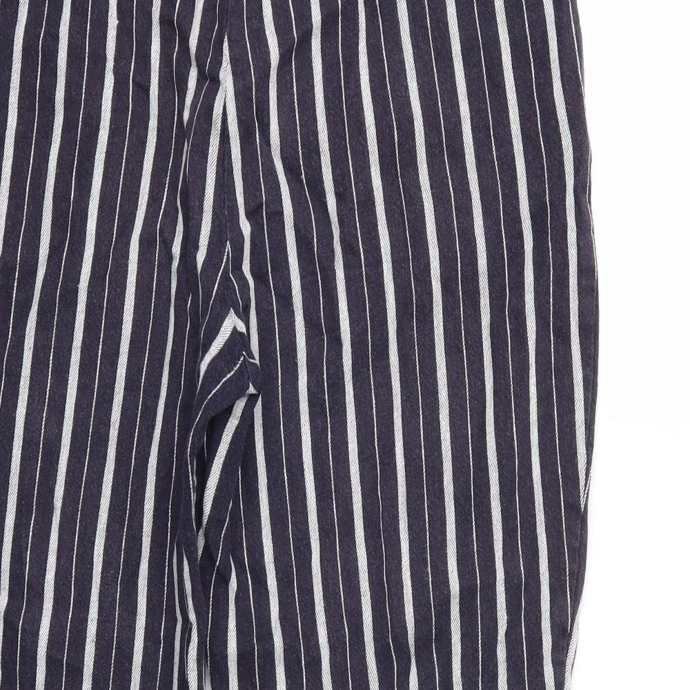 Marks and Spencer Womens Blue Striped  Trousers  Size 12 L23 in