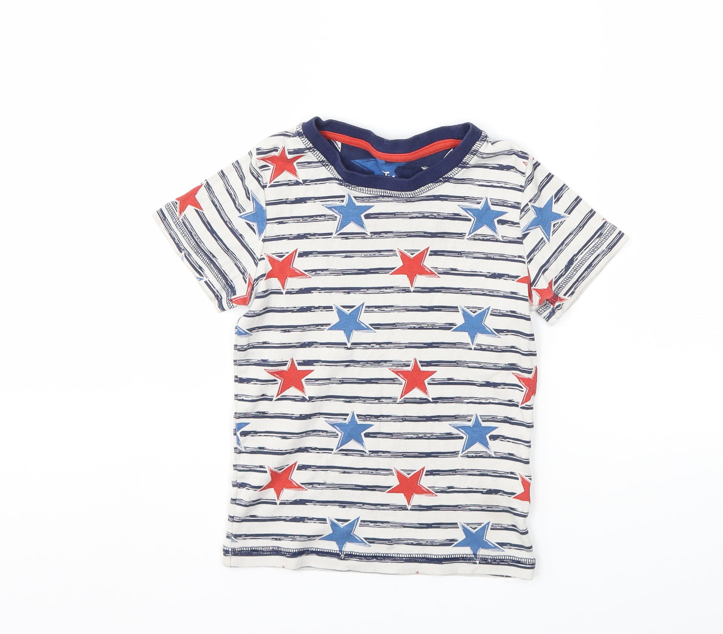 TU Girls White Striped  Basic T-Shirt Size 5-6 Years