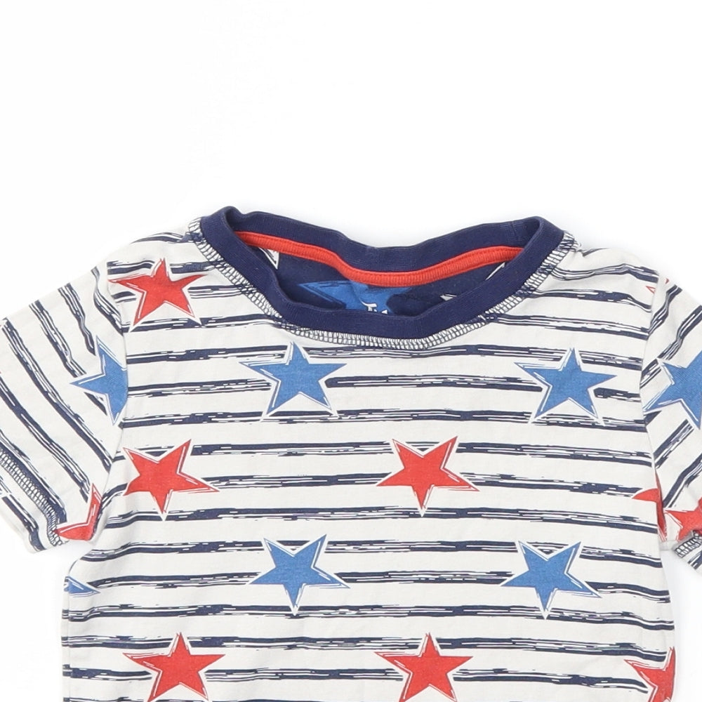 TU Girls White Striped  Basic T-Shirt Size 5-6 Years