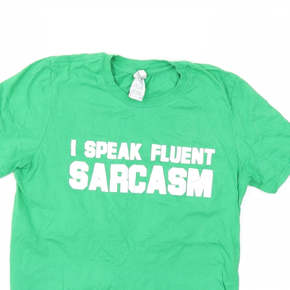 Gildan Mens Green    T-Shirt Size S  - sarcasm