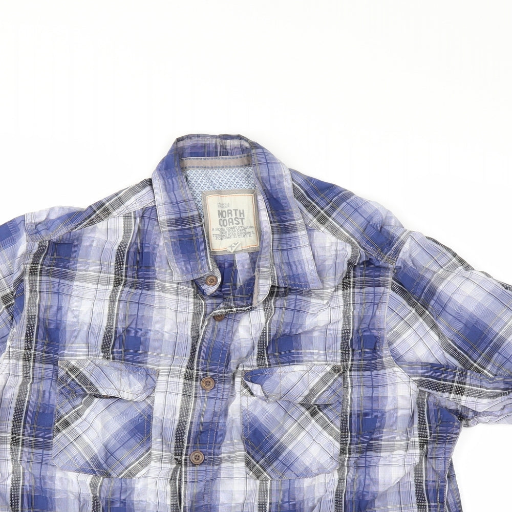 North coast Mens Blue Check   Button-Up Size XL