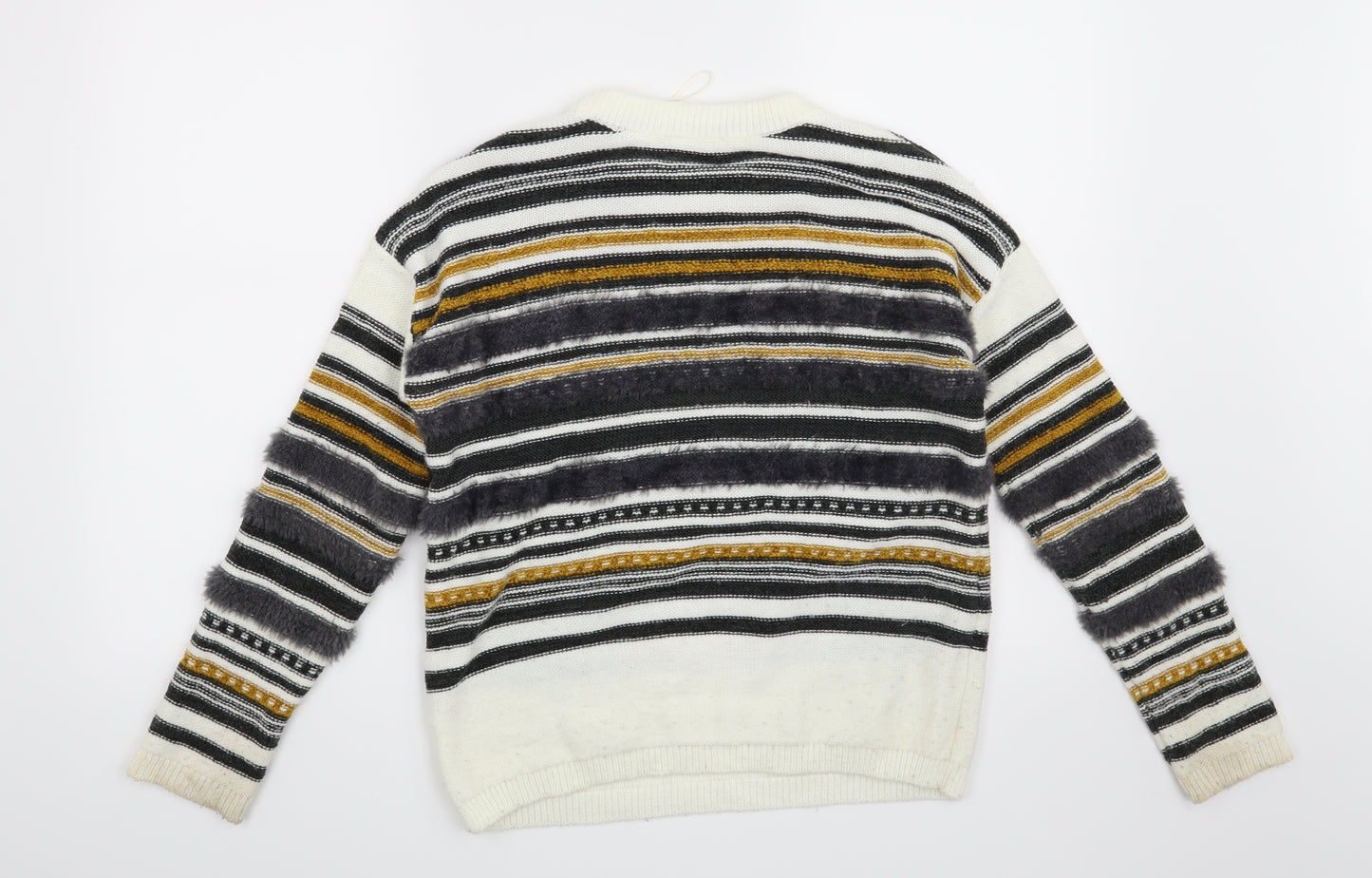 Papaya Womens White Striped  Pullover Jumper Size S