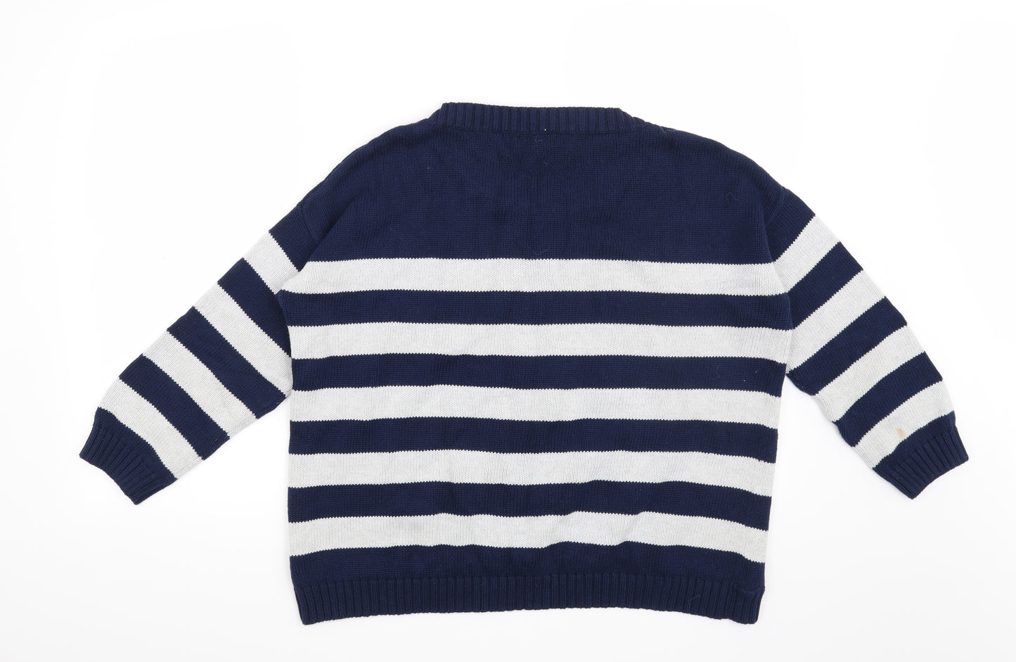 Papaya Womens Blue Striped  Pullover Jumper Size 16