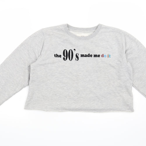 Stradivarius Womens Grey   Henley Sweatshirt Size S  - The 90's made me do it