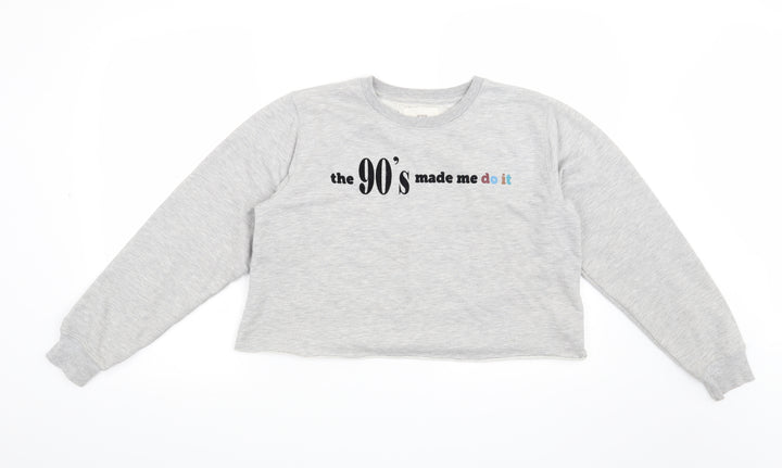 Stradivarius Womens Grey Henley Sweatshirt Size S - The 90's made me do it