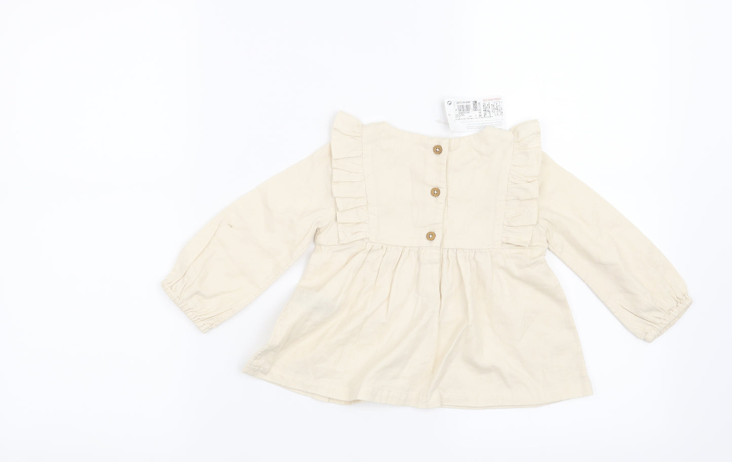 Marks and Spencer Girls Beige Floral  Basic Blouse Size 9-12 Months