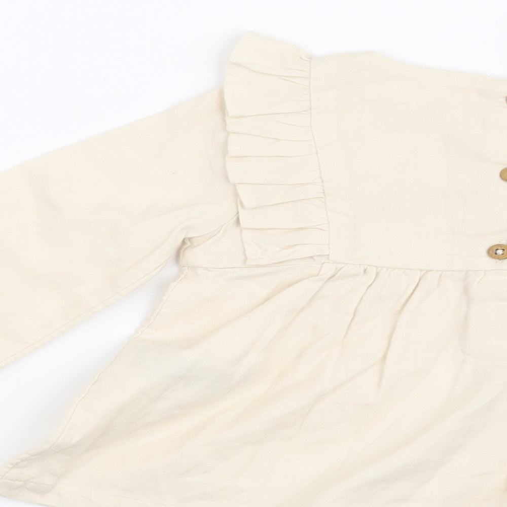 Marks and Spencer Girls Beige Floral  Basic Blouse Size 9-12 Months
