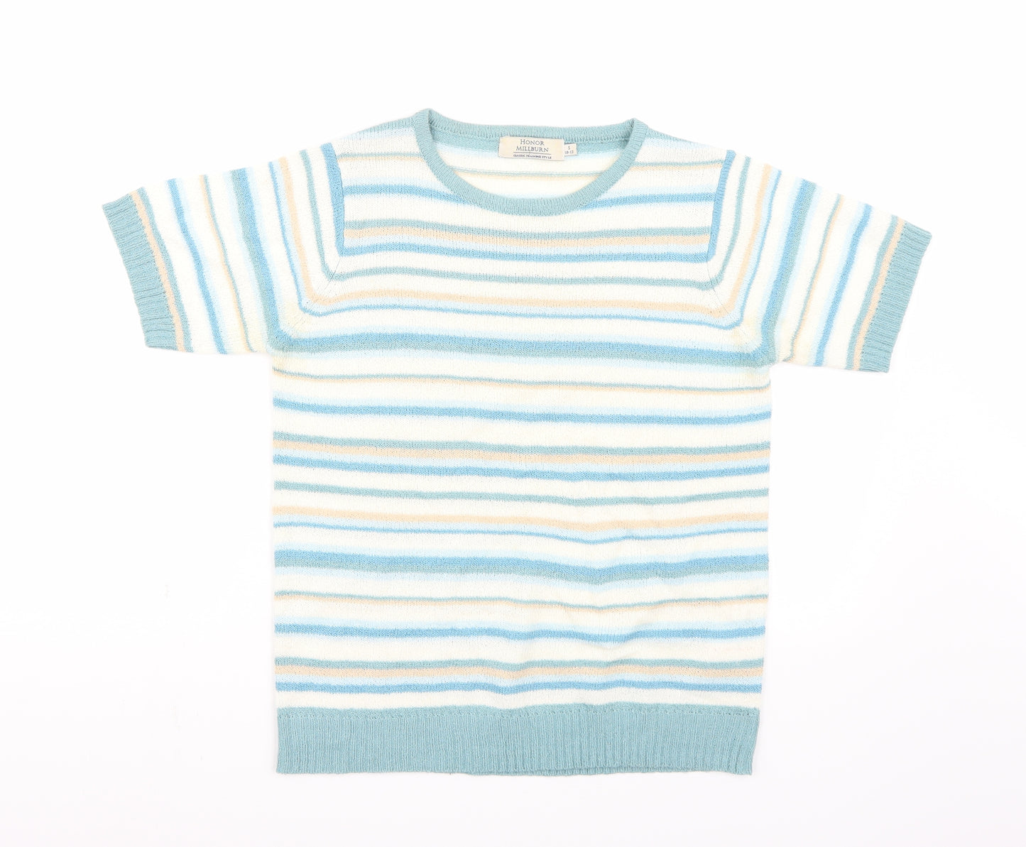 Honor Milburn Womens Blue Striped  Basic T-Shirt Size 10