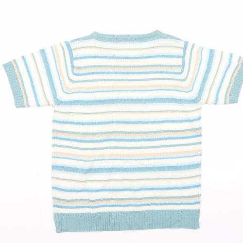 Honor Milburn Womens Blue Striped  Basic T-Shirt Size 10