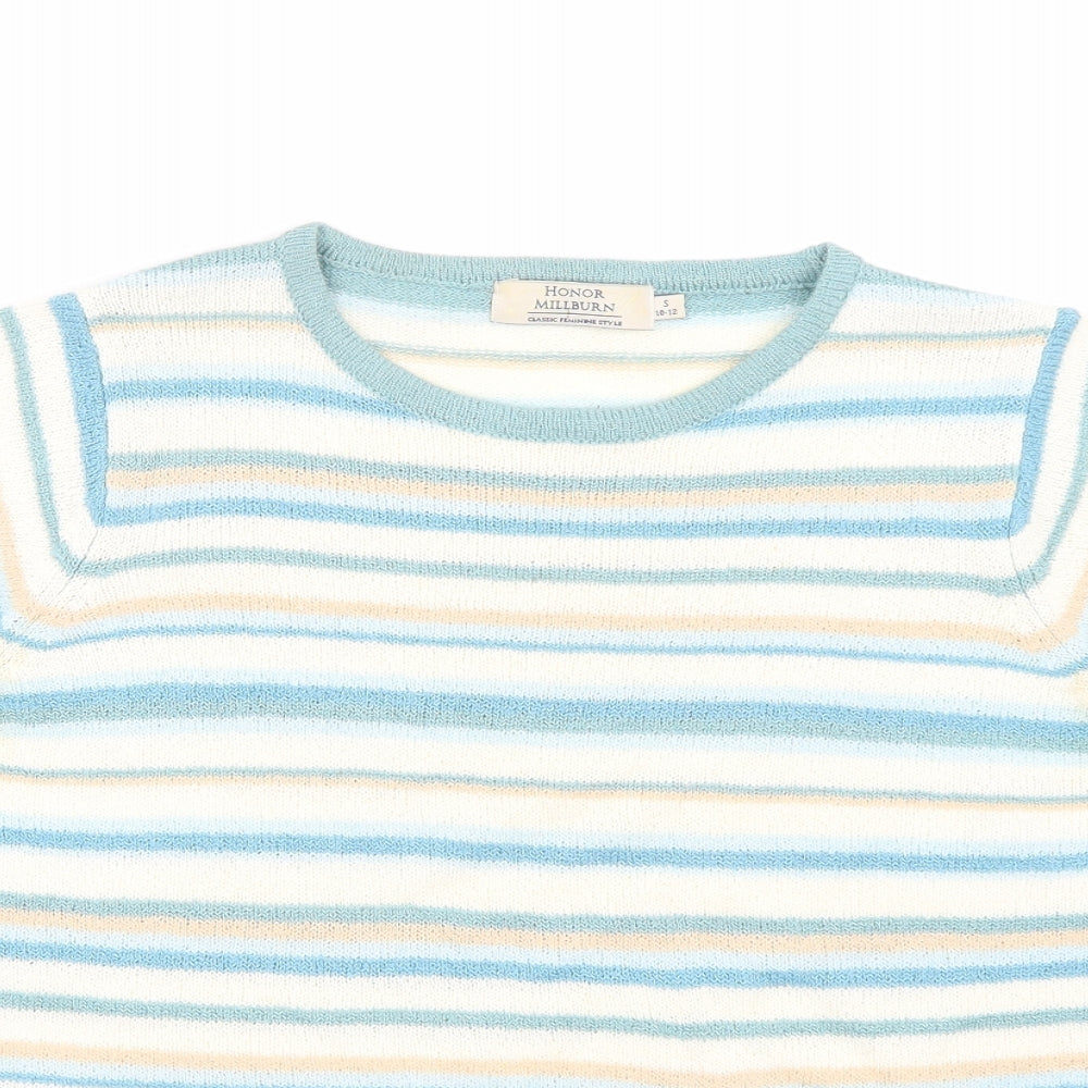 Honor Milburn Womens Blue Striped  Basic T-Shirt Size 10