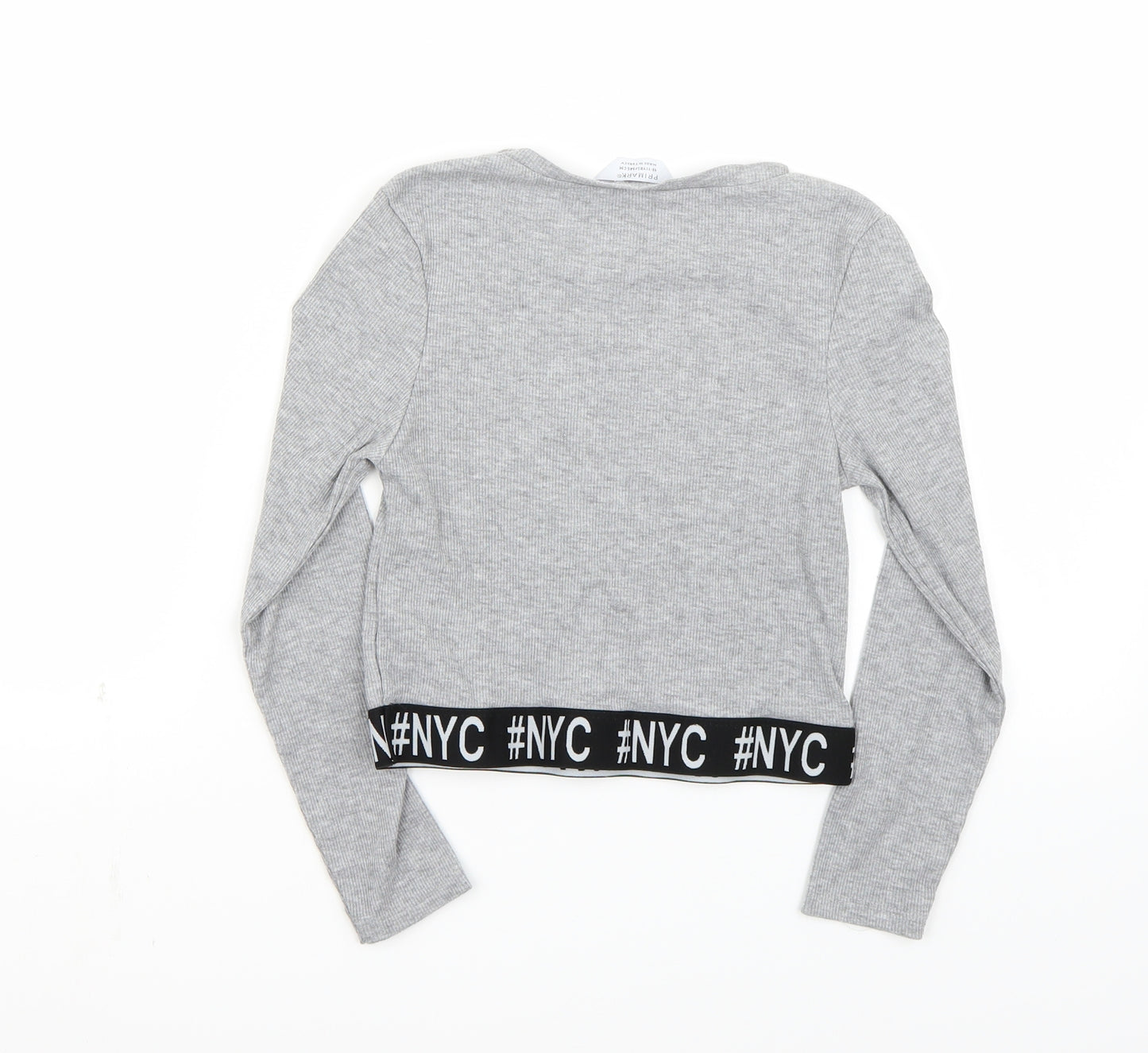 Primark Girls Grey   Cropped T-Shirt Size 11 Years