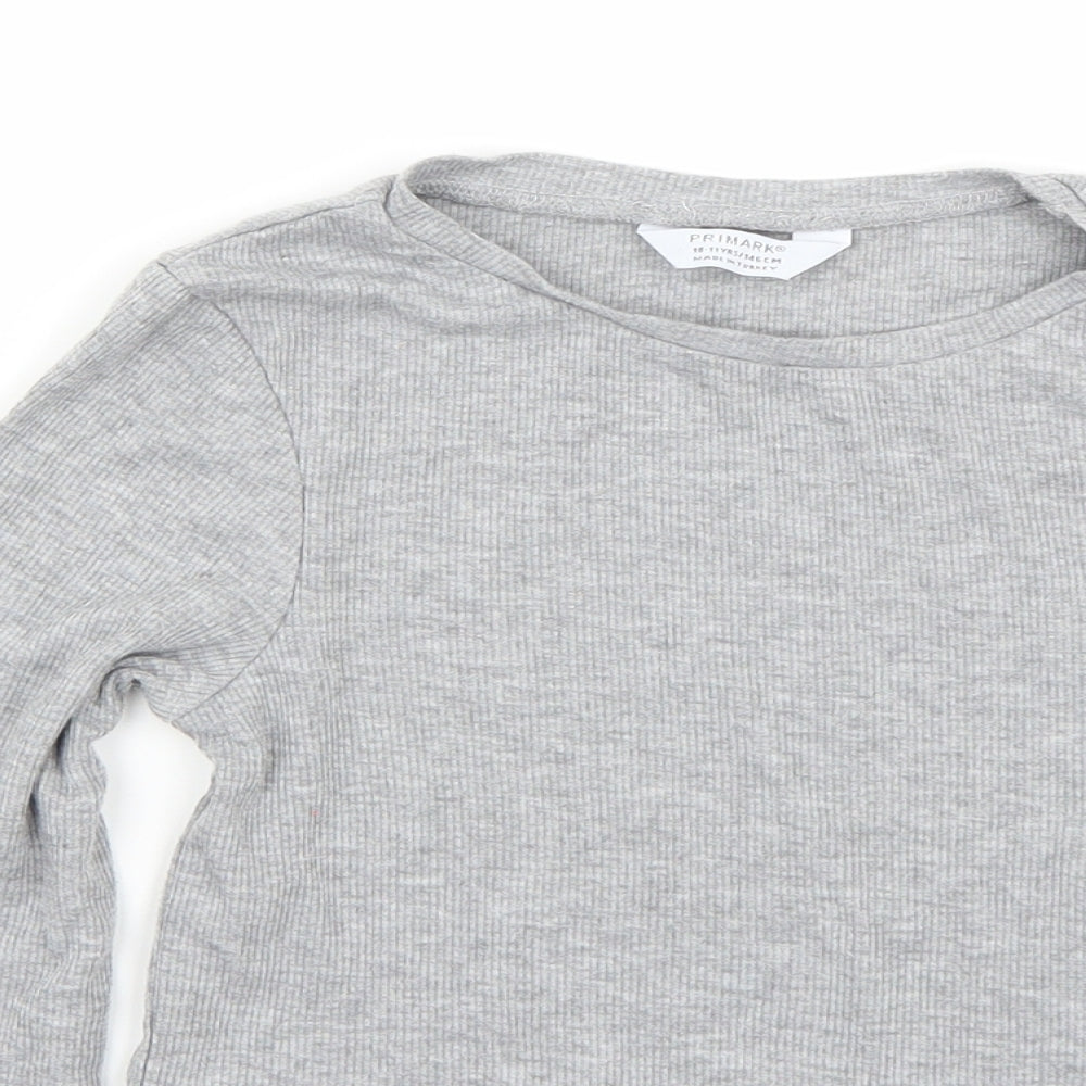 Primark Girls Grey   Cropped T-Shirt Size 11 Years
