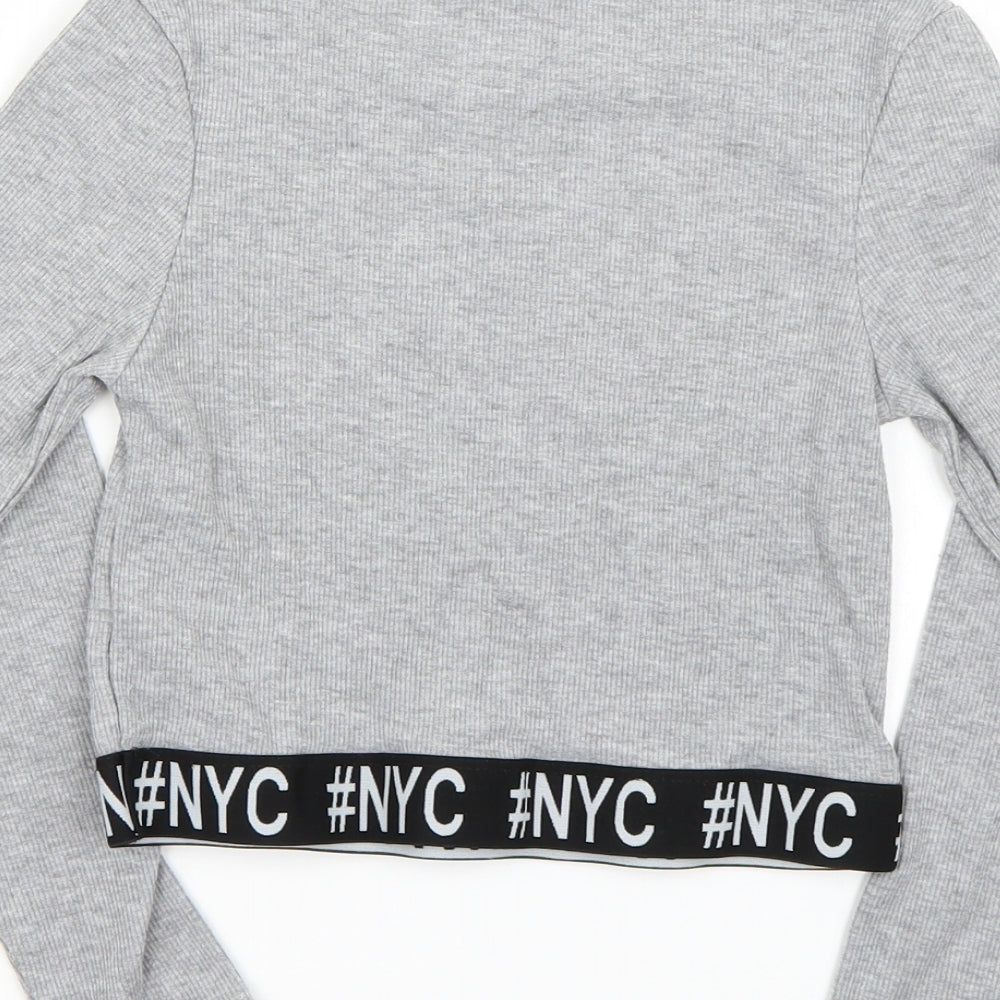 Primark Girls Grey   Cropped T-Shirt Size 11 Years