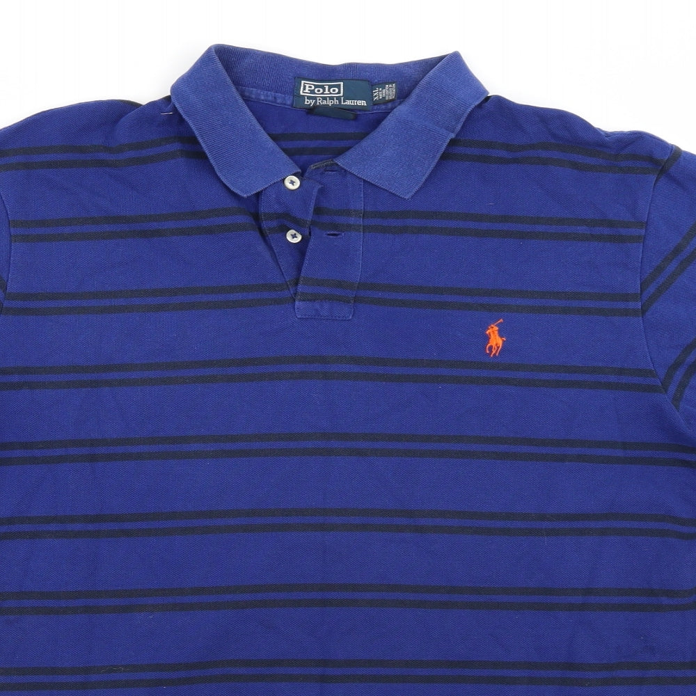 Polo Ralph Lauren Mens Blue Striped   Polo Size 2XL