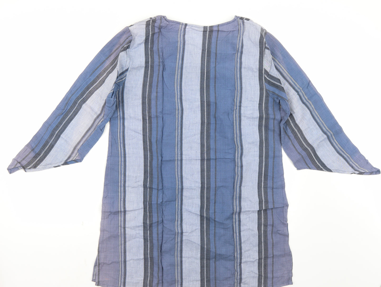 Preworn Mens Blue Striped   Button-Up Size M