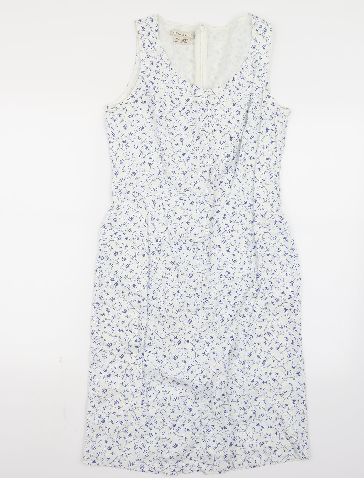 Laura Ashley Womens White Floral  A-Line  Size 12