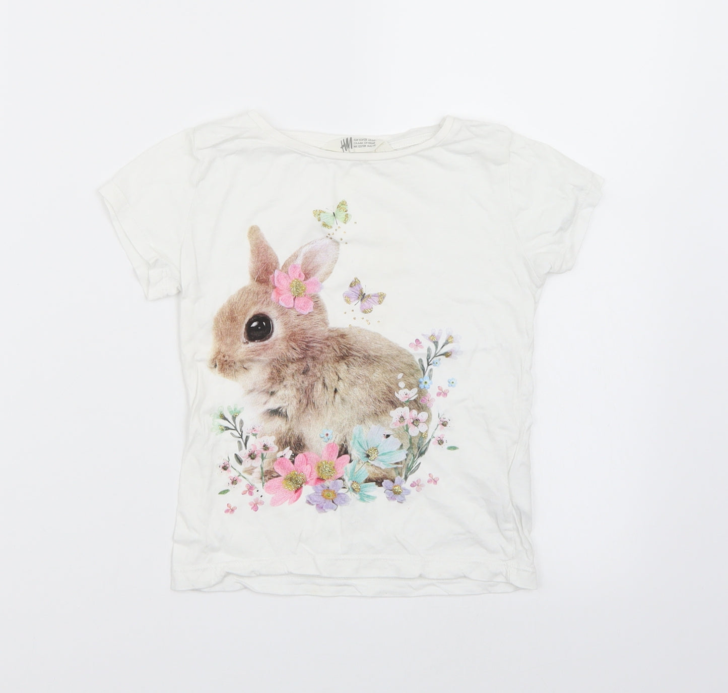 H&M Girls White   Basic T-Shirt Size 7 Years