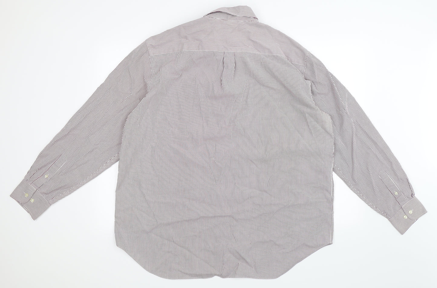 Marks and Spencer Mens Brown Striped   Dress Shirt Size 17.5