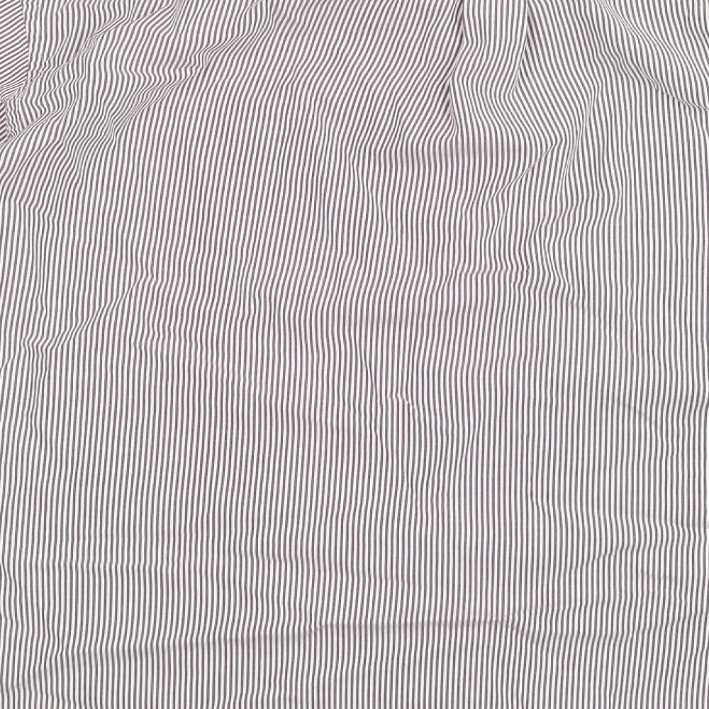 Marks and Spencer Mens Brown Striped   Dress Shirt Size 17.5