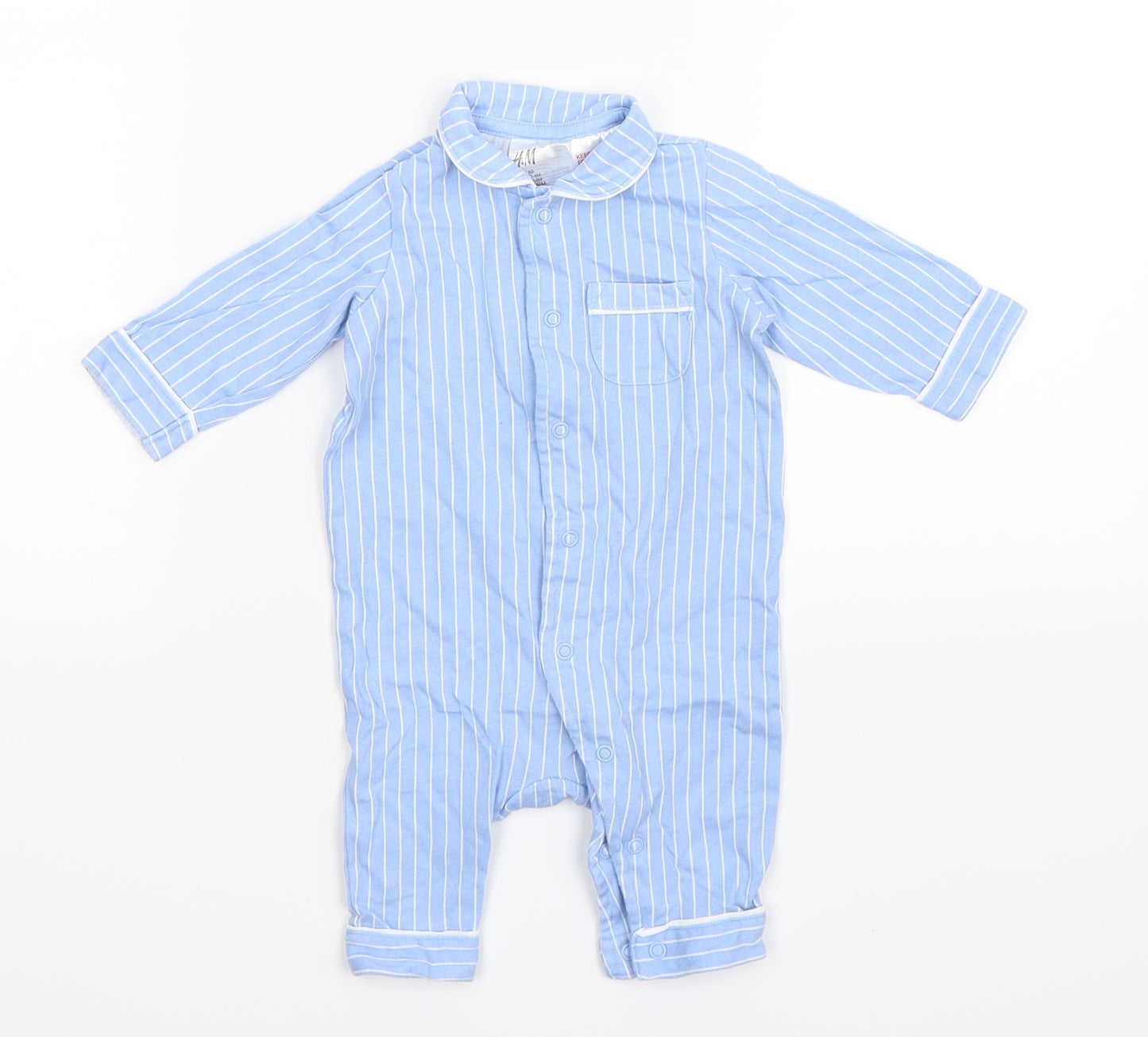 H&M Baby Blue Striped  Babygrow One-Piece Size 0-3 Months