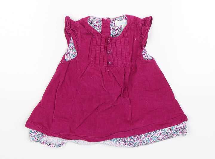 JoJo Maman Bébé Girls Pink Corduroy Fit & Flare Size 0-3 Months