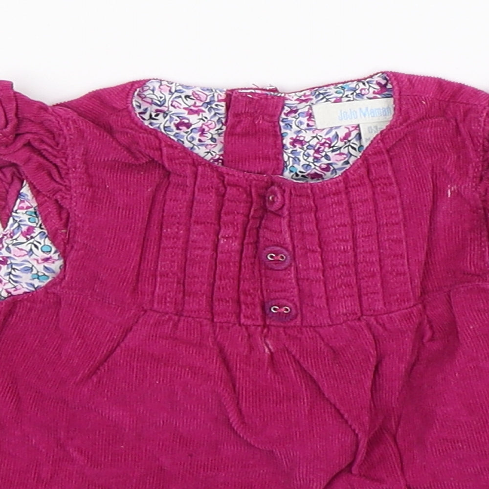 JoJo Maman Bébé Girls Pink  Corduroy Fit & Flare  Size 0-3 Months