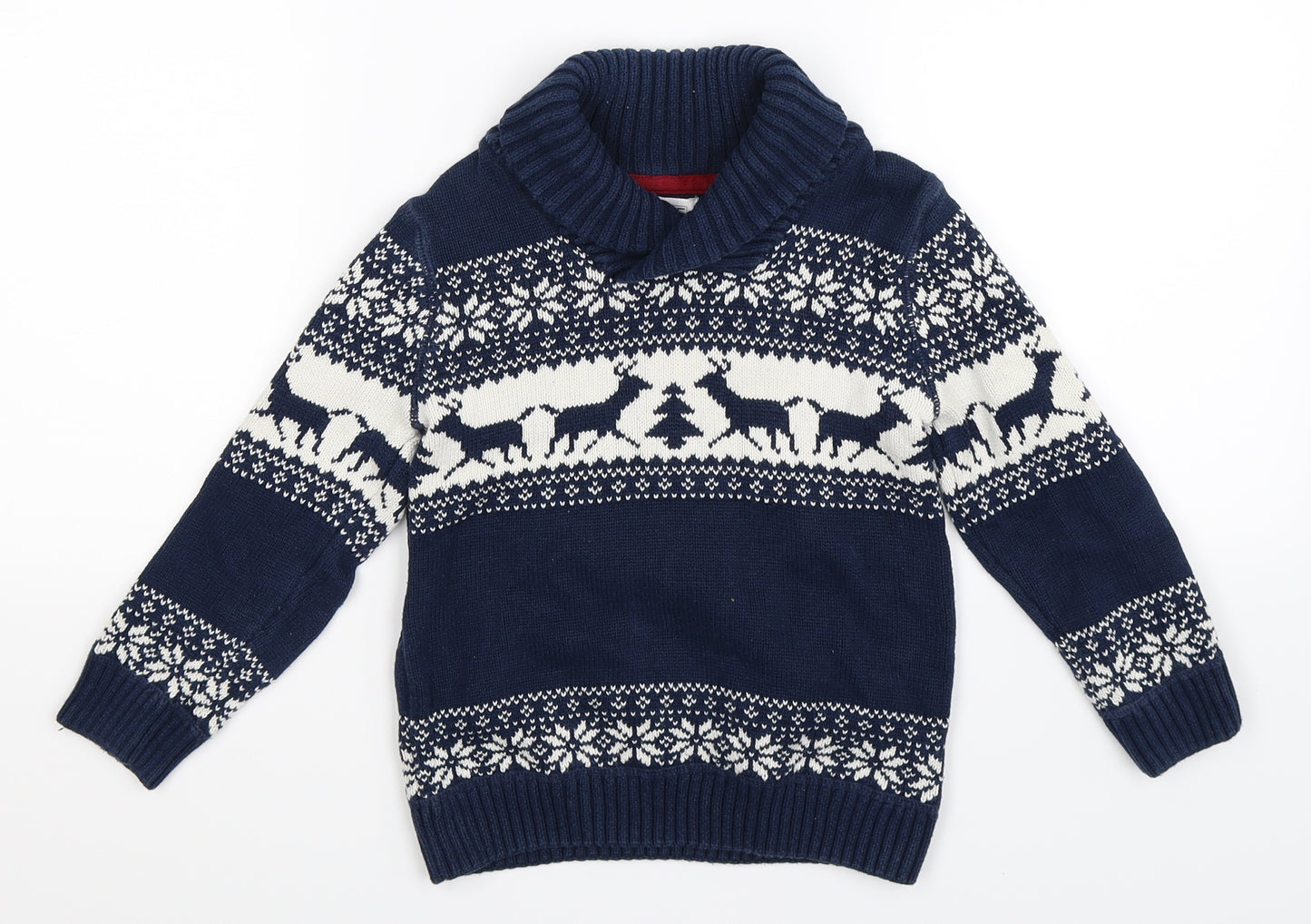 F&F Boys Blue  Knit Pullover Jumper Size 4-5 Years